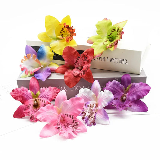 10 Pieces Artificial Flowers Cheap Thai Orchid Christmas Decoration for Home Wedding Shooting Props Beach Mannequin Head Flower [FLW]