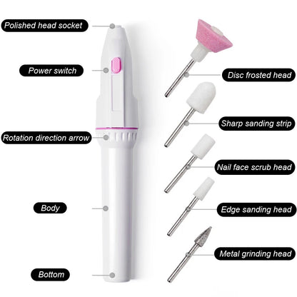 Nail Polisher Battery Electric Nail Polisher Mini Portable Exfoliating Nail Remover Manicure Nail Instrument  [BEU]