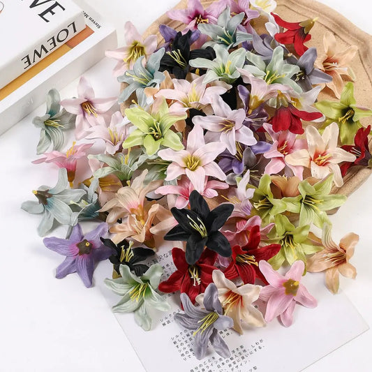 10/30/50 Pcs Silk Artificial Flower Lily Flower Head DIY Crafts Scrapbooking Home Wedding Room Party Wreath Decor Accessories [FLW]