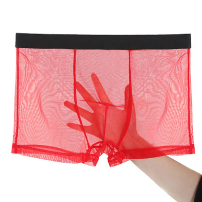 Men's Underwear Mens Ultra-thin Transparent Boxershorts Male Mesh Slips Homme Panties Boxer Shorts Comfortable Men's Underpants [GRM] [UND]