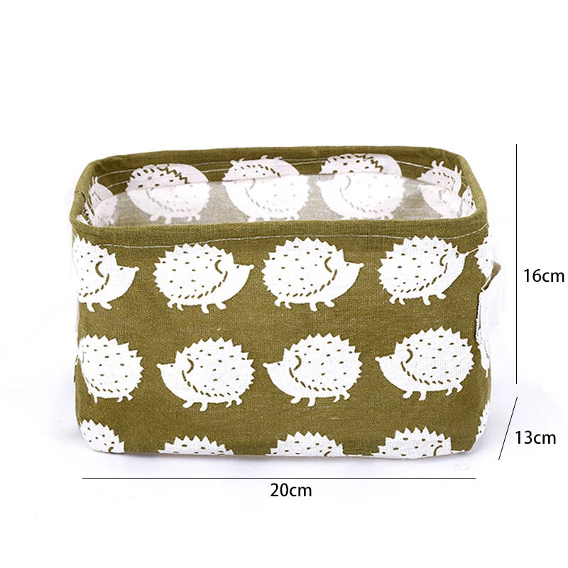 Linen Desktop Storage Box Waterproof Toy Sundries Storage Basket Cosmetic Underwear Storage Organizer Office Stationery [GRM] [UND]