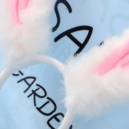 Female Girls Lolita Cosplay Headband Fluffy Plush Sweet Long Rabbit Bunny Ears Bandana Hair Hoop Cartoon Anime Headpiece [LOL]