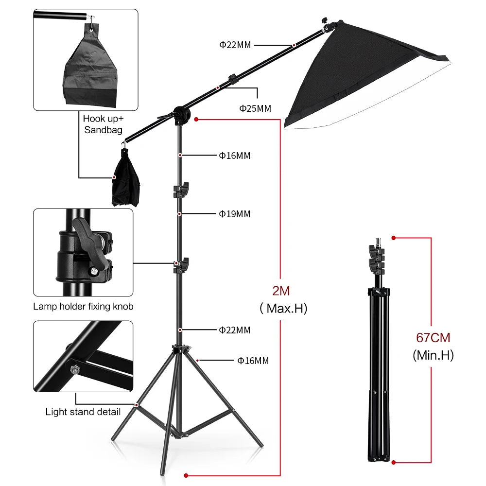 Photography Background Frame Support Softbox Lighting Kit Photo Studio Equipment Accessories With 3Pcs Backdrop And Tripod Stand [PHO]