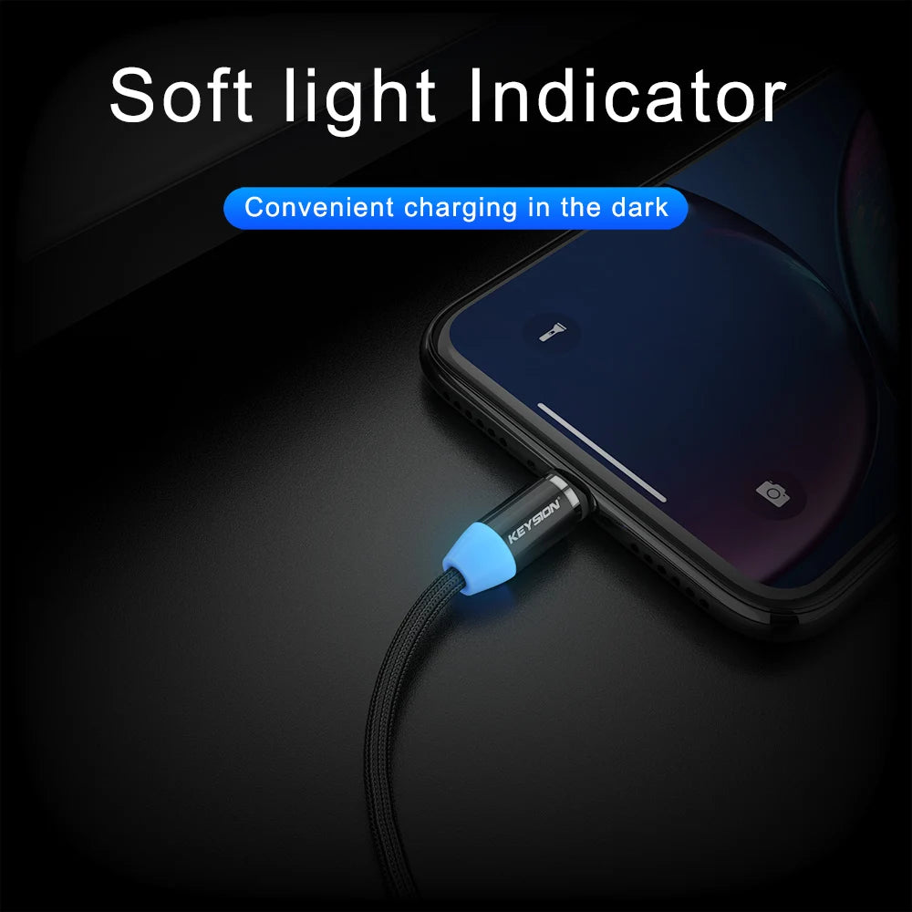 KEYSION LED Magnetic USB Cable Fast Charging Type C Cable Magnet Charger Data Charge Micro USB Cable Mobile Phone Cable USB Cord [MOB]