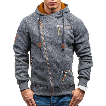 New Hoodie Men 2023 Spring Casual Solid Long Sleeve Mens Hoodies Sweatshirts Slim Zipper Hoody Sweatshirt Men Hooded Streetwear [MEN]