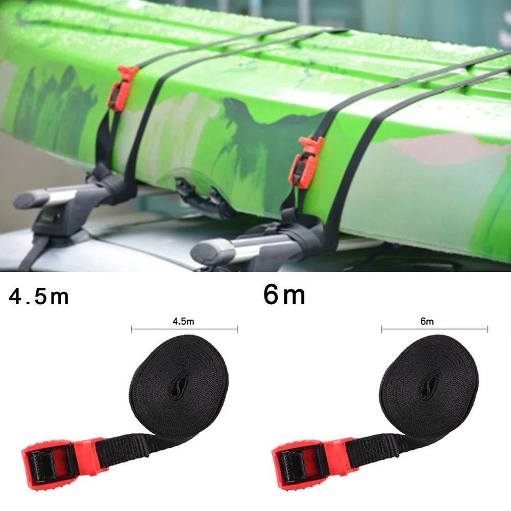 1pcs Kayaking Boat Accessories Tie Down Water Sports Boating Roof Rack Straps Pair Silicone Buckle 4.5m/6m Heavy Duty Kayak [MRN]