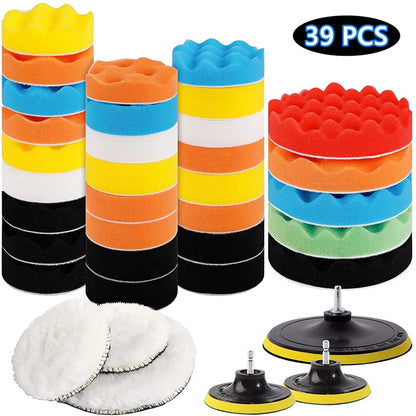 Car Polishing Sponge Pads Kit Foam Pad Buffer Kit Polishing Machine Wax Pads for Auto Motorcycle motor vehicle Removes Scratches [DTL]