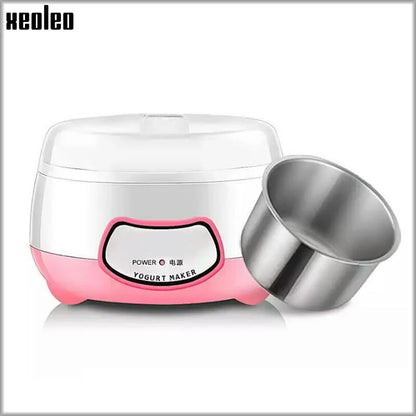 XEOLEO Yogurt Maker Mini Automatic Yogurt Machine Household DIY Yogurt Tools Kitchen Appliances Stainless Steel Tank Pink 220V [HAP]