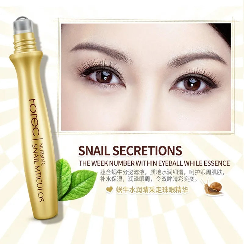 ROREC Eye Serum Anti-Wrinkle Snail Essence for Eyes Cream Dark Circle Cream Snail Hyaluronic Acid Korean Cosmetics Skin Care [SKC]