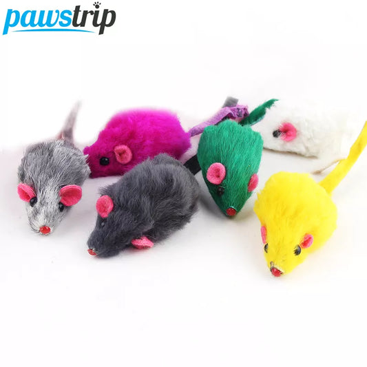 pawstrip Rabbit Fur False Mouse Pet Cat Toys Feather Rainbow Ball Toy Cayts Funny Playing Toys For Cats Kitten Fish Cat Toy [PET]