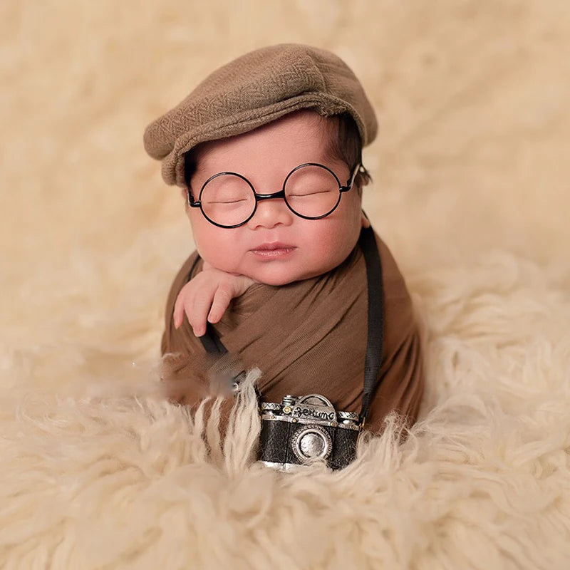 Newborn Photography Accessories Baby DIY Props Creation Gentlemen Camera Bebe Costume Boy Infant Mini Glasses For Dolls Studio [PHO]