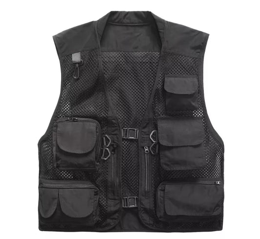 Plus Size Multi Pockets Vest Men Summer Mesh Breathable Photography Waistcoat Reporter Director Casual Vest Work Uniform VT-121 [PHO]