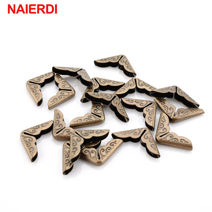 NAIERDI 100pcs 15x15x3mm Antique Brass Metal Book Scrapbooking Notebook Albums Menus Folders Corner Protectors Bronze Tone [HOM]