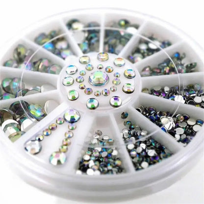 DIY Nail Art Wheel Tips Crystal Glitter Rhinestone 3D Nail Art Decoration White AB Color Acrylic Diamond Drill [BEU]