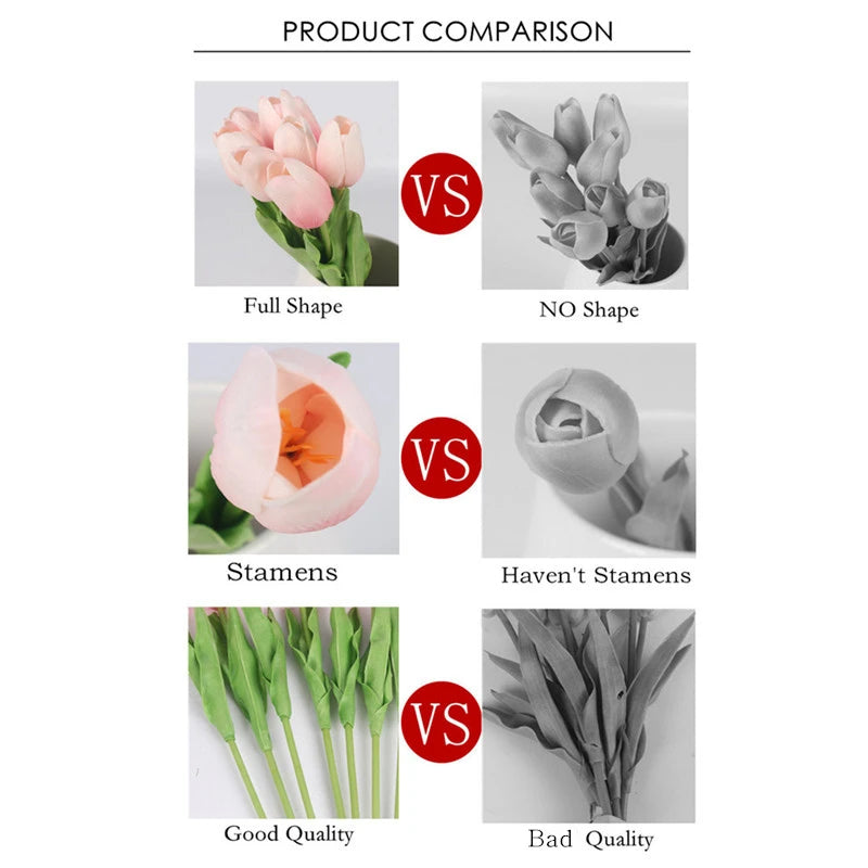 Free Shipping 31PCS/LOT PU Mini Tulip Artificial Flower Real Touch Wedding Floral Bouquet Christmas Home Party Decoration Gifts [FLW]