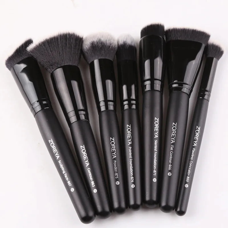 ZOREYA Black Makeup Brushes Set Eye Face Cosmetic Foundation Powder Blush Eyeshadow Kabuki Blending Make up Brush Beauty Tool [CSM]