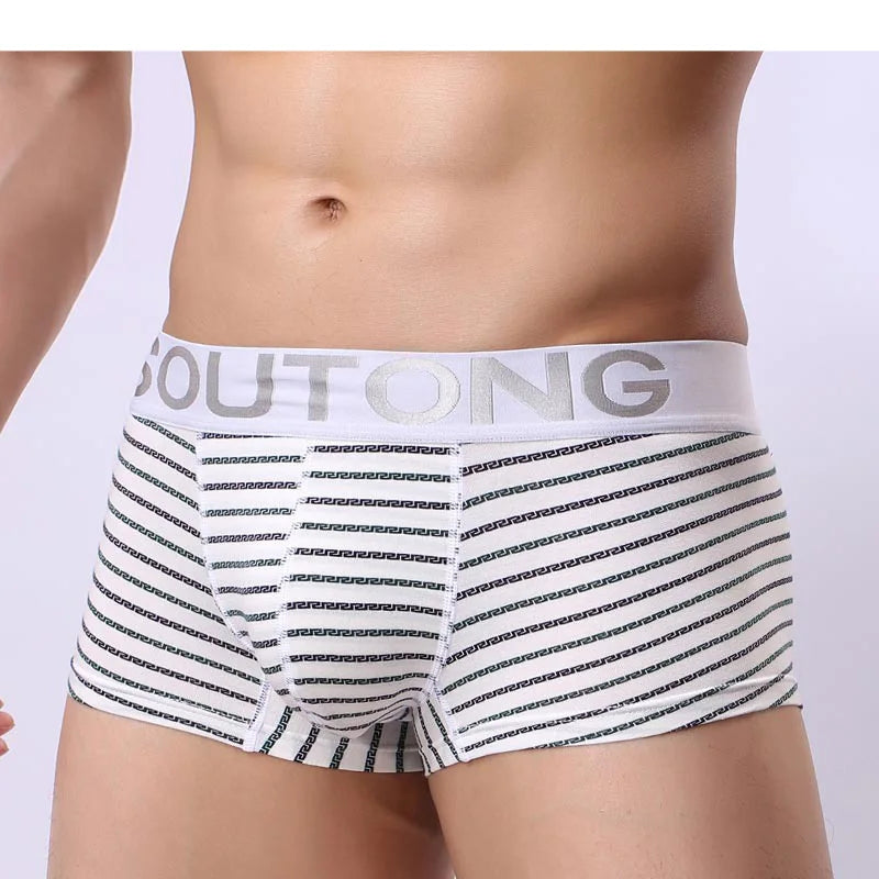 Mens Underwear Boxer Cotton Striped Fashion Cueca Masculina Boxershorts Men Boxers Underpants Size M-2XL  [GRM] [UND]