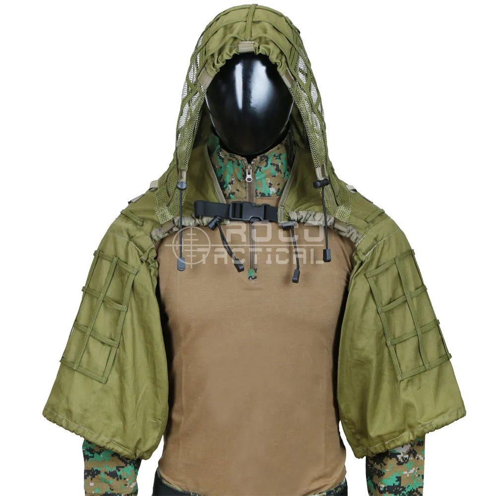 ROCOTACTICAL Military Sniper Ghillie Suit Foundation Lightweight Ghillie Hood Camouflage Military Sniper Airsoft Ghillie Jacket [SPT]