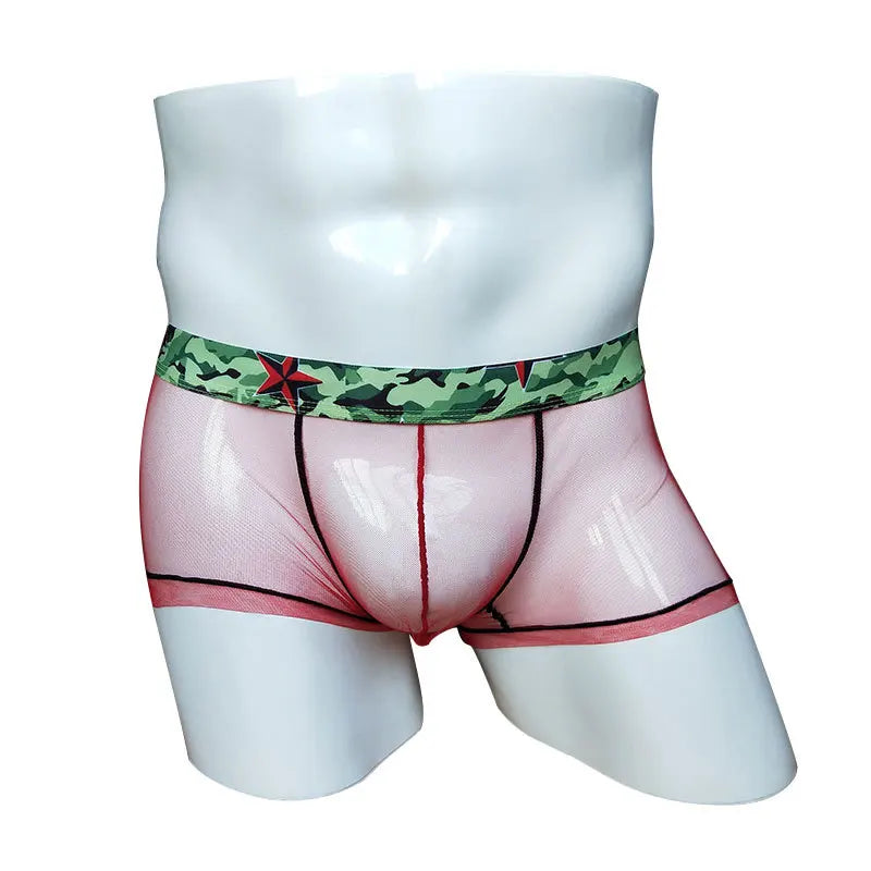 New Mens Underwear Boxer Homme Boxershorts Mesh Transparent Men Boxers Male Underpants U Convex Size M-2XL  [GRM] [UND]