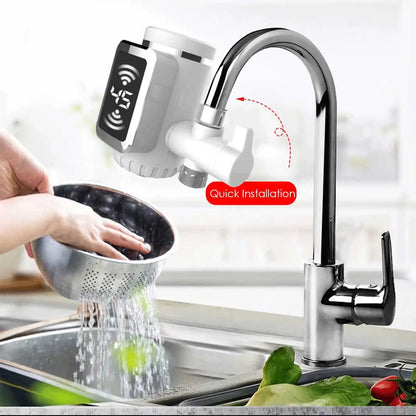 Electric Hot Faucet Water Heater Kitchen Cold Heating Faucet Tankless Digital Instantaneous Water Heater Water Tap with Adapter [HAP]