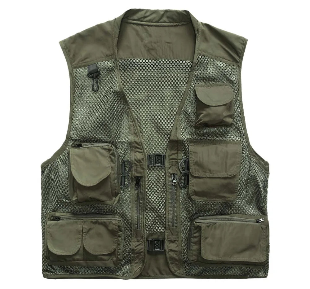 Plus Size Multi Pockets Vest Men Summer Mesh Breathable Photography Waistcoat Reporter Director Casual Vest Work Uniform VT-121 [PHO]