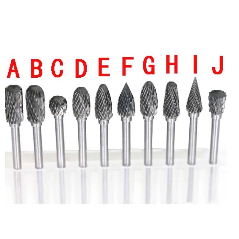 New 10pc 1/8" Shank Tungsten Carbide Milling Cutter Rotary Tool Burr Double Diamond Cut Rotary Dremel Tools Electric Grinding [TPT]