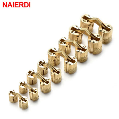 NAIERDI Copper Brass Furniture Hinges 8-18mm Cylindrical Hidden Cabinet Concealed Invisible Door Hinges For Hardware Gift Box [HOM]