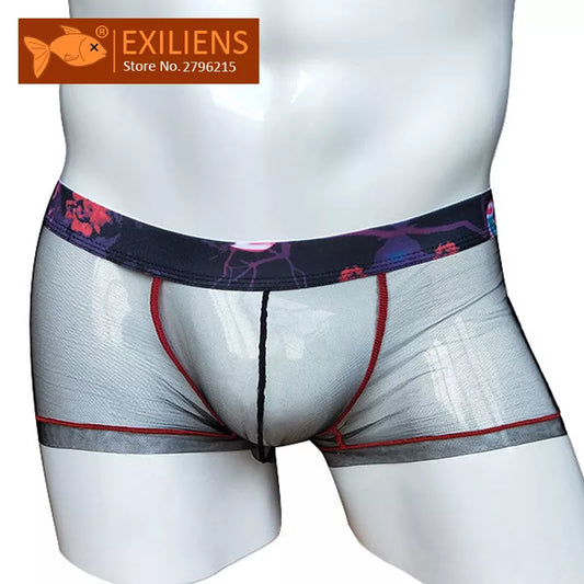 New Mens Underwear Boxer Homme Boxershorts Mesh Transparent Men Boxers Male Underpants U Convex Size M-2XL  [GRM] [UND]