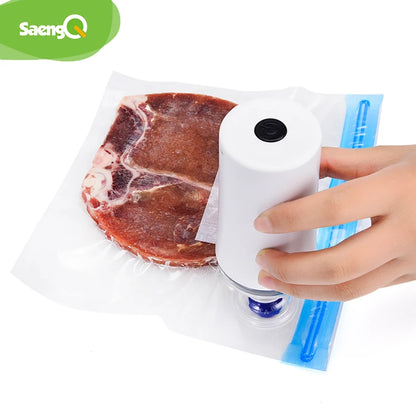 Handheld Food Vacuum Sealer Packaging Machine Film Container USB Sealer Vacuum Packer With 5 or 10pcs Vacuum Zipper Bags [HAP]