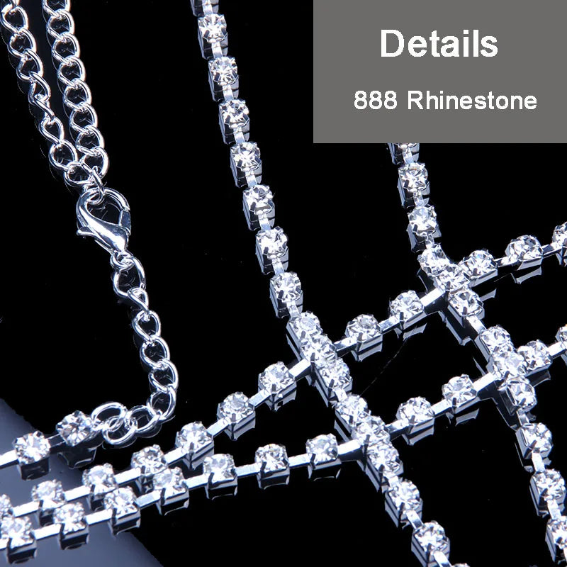 StoneFans 2020 Women Full Rhinestone Body Fashion Chain Necklace Jewelry Shiny Rhinestone Crystal Bra Body Charming Club Jewelry [GRM] [UND]