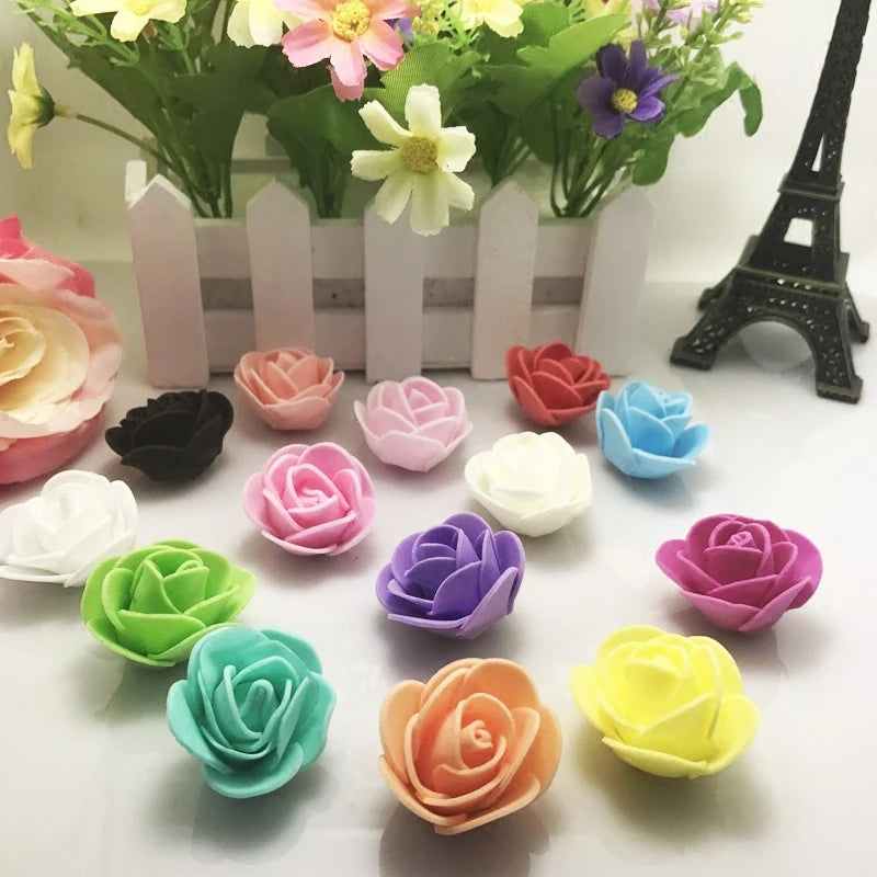 Hot sale 10pcs/lot 2.5cm PE Foam Rose Multi-use Artificial Flower Head Handmade With DIY Wedding Home Party Decoration Supplies [FLW]