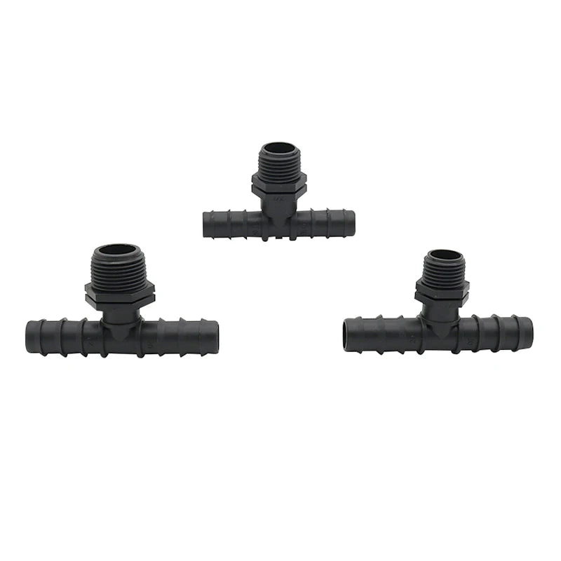 Hose Barbed Tee Connectors with Threaded Agriculture Irrigation Connections to DN16 DN20 Garden Hose Splitter 5 Pcs [GAR]