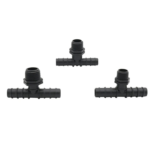 Hose Barbed Tee Connectors with Threaded Agriculture Irrigation Connections to DN16 DN20 Garden Hose Splitter 5 Pcs [GAR]