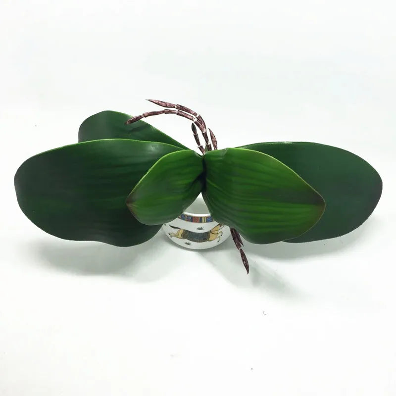 Artificial flower Orchid leaves quality PU gluing texture leaves DIY potted flower arrangements [FLW]