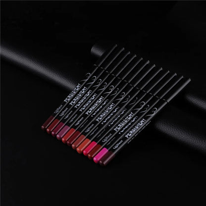 12pcs/set Professional Matte Lip Liner Pencil Set Waterproof Long Lasting Smooth Natural  Lipliner Pen Makeup Cosmetic Tools Kit [CSM]