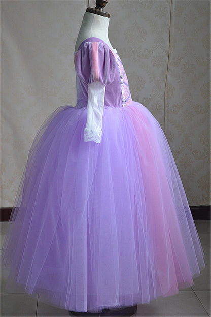 Fancy Girls Princess Sofia Rapunzel Dress Children Gorgeous Floor Length Ball Gowns 2020 Summer Girls Tangled Cosplay Costume [COS]