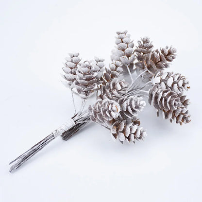 10pcs/Bundle Artificial Plants Fake Pine Cone Decorative Flowers Wreaths Christmas Home Decor Diy Wedding Handmade Pompon [FLW]