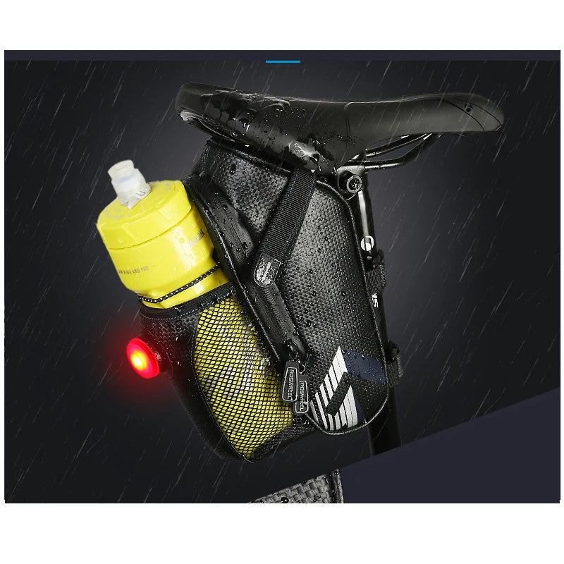 ROSWHEEL Bicycle Rainproof Saddle Bag Outdoor Cycling Mountain Bike Back Seat Tail Pouch Maintenance Tool Bags with taillight [SPT]