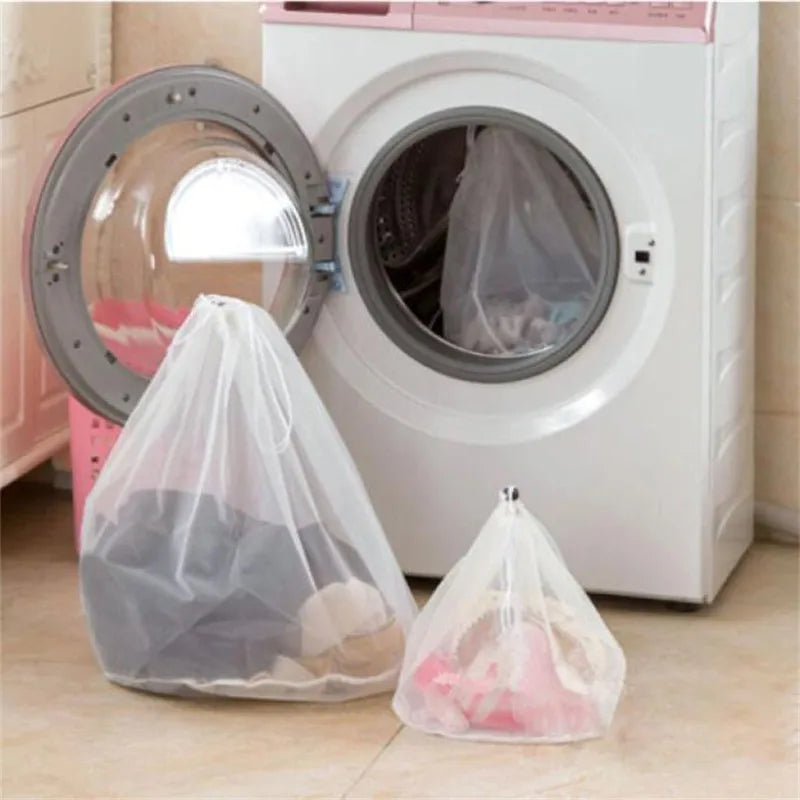 Nylon Laundry Bag Cleaning Zippered Foldable Nylon Bra Socks Underwear Clothes Washing Machine Protection Net Mesh Bags Home [GRM] [UND]