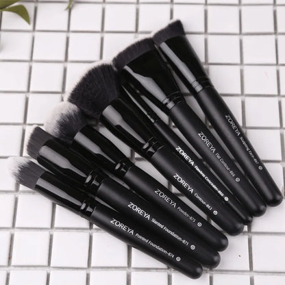 ZOREYA Black Makeup Brushes Set Eye Face Cosmetic Foundation Powder Blush Eyeshadow Kabuki Blending Make up Brush Beauty Tool [CSM]