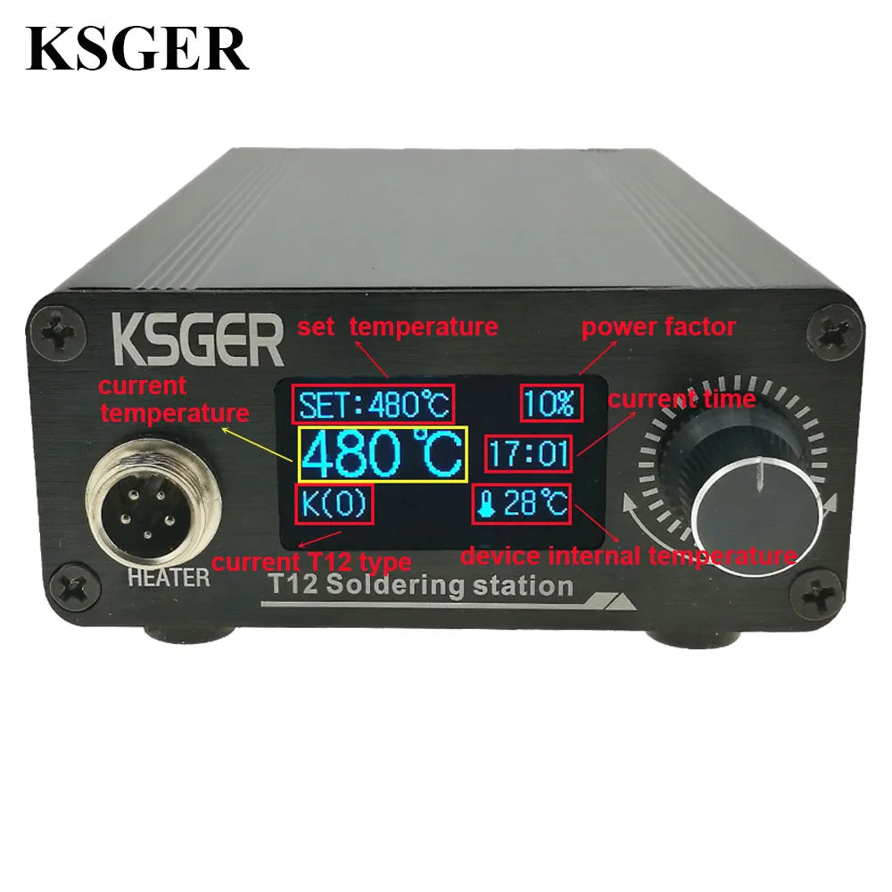 KSGER T12 Soldering Station Iron Tips STM32 V2.1S OLED DIY FX9501 Handle Electric Tools Welding Temperature Controller 75W [TOL]