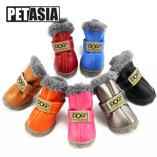 Winter Pet Dog Shoes Warm Snow Boots Waterproof Fur 4Pcs/Set Small Dogs Cotton Non-Slip XS [PET]