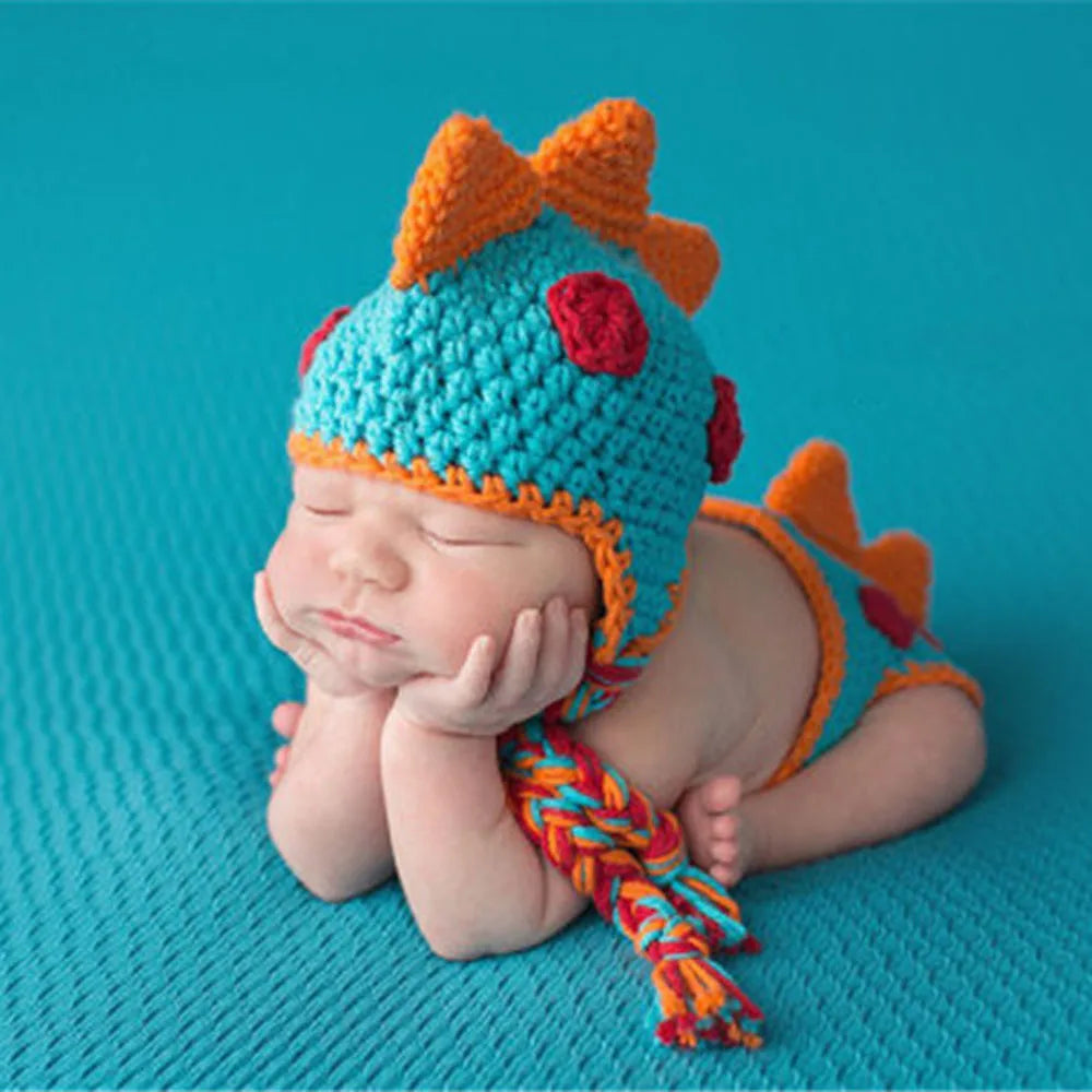 Crocheted Baby Boy Dinosaur Outfit Newborn Photography Props Handmade Knitted Photo Prop Infant Accessories Photo shoot clothes [PHO]