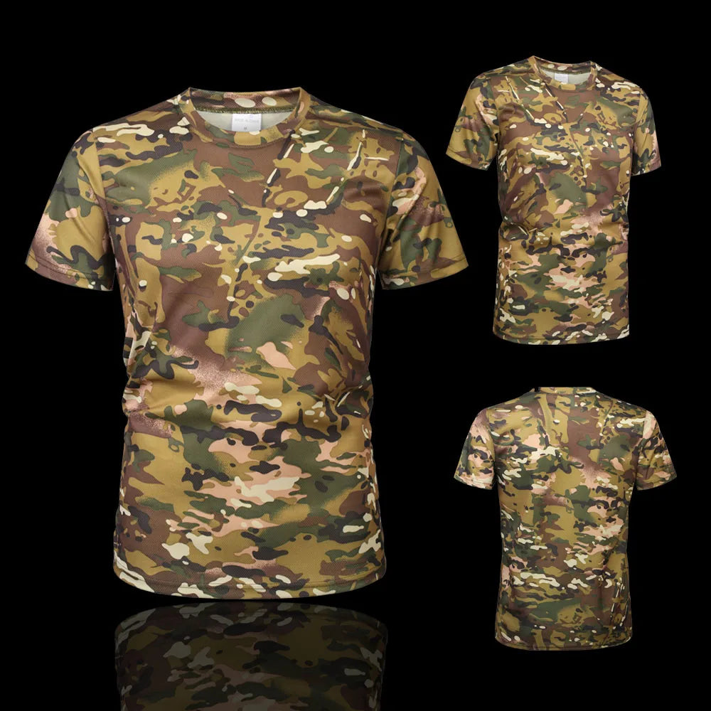 MEGE Brand Clothing Military Tactical Men's Shirt Camouflage Army Fast Dry Breathable Short Sleeve Male Casual Shirt [MEN]