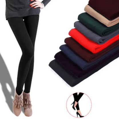 Women Winter Warm Leggings Skinny Stretch Fleece Pants Women Casual Faux Velvet Ankle-Length Legging Knitted Thick Slim Leggings [WOM]