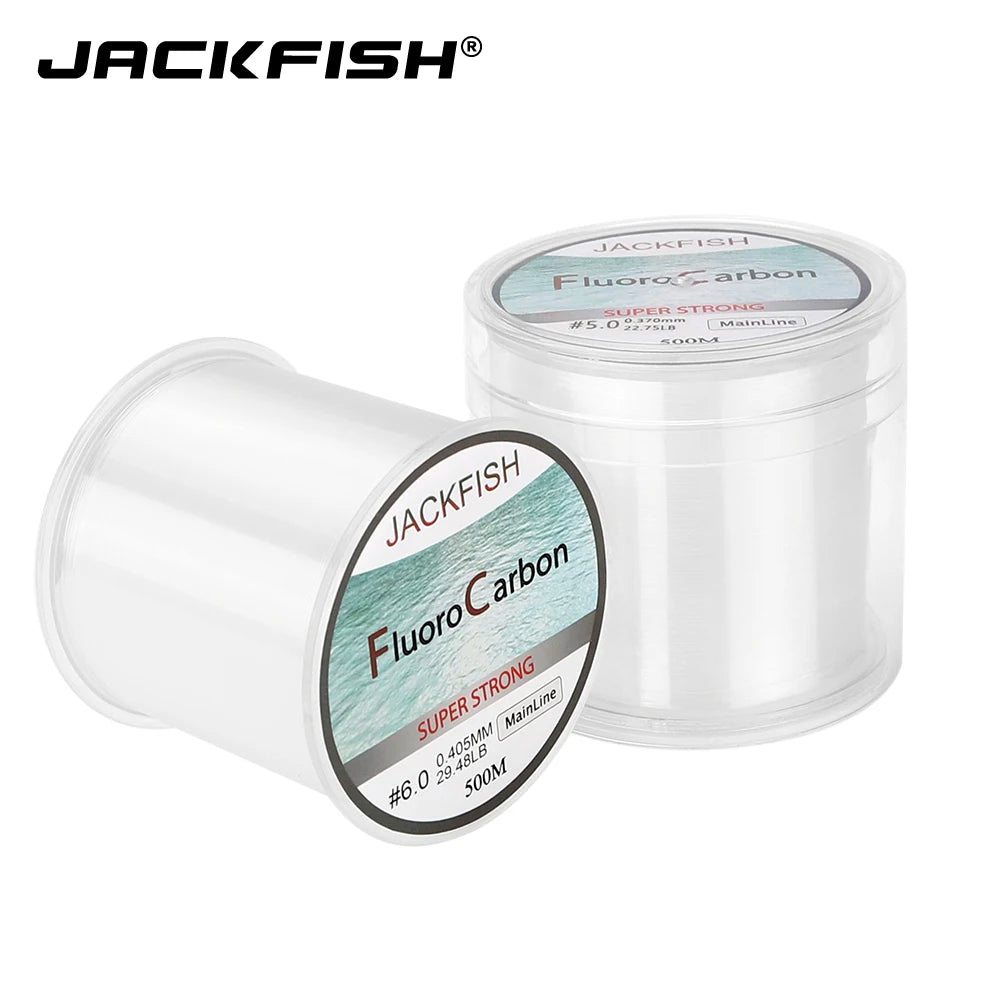 JACKFISH HOT SALE 500M Fluorocarbon Fishing Line  5-32LB test Carbon Fiber Leader Line 0.165-0.46mm fly fishing line pesca [SPT]