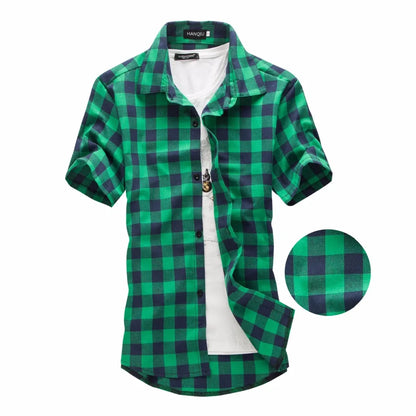 Red And Black Plaid Shirt Men Shirts 2024 New Summer Fashion Chemise Homme Mens Checkered Shirts Short Sleeve Shirt Men Blouse [MEN]