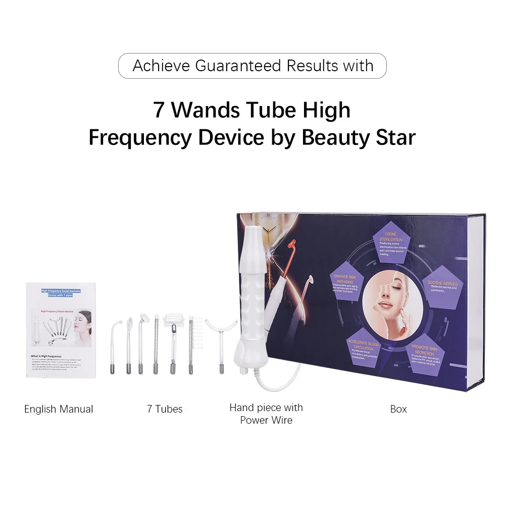 Beauty Star 7 In 1 Electrode Glass Tube High Frequency Facial Machine Spot Acne Wand Facial Spa High Frequency Facial Skin Care [SKC]