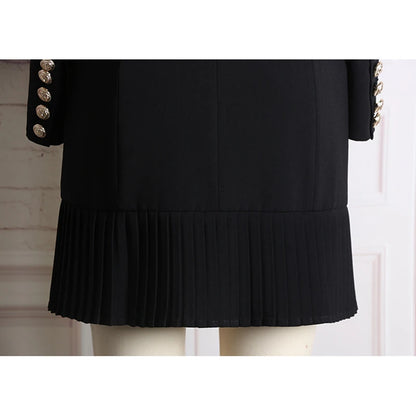 HIGH QUALITY New Fashion 2024 Runway Designer Dress Women's Long Sleeve Notched Collar Double Breasted Buttons Dress [WOM]