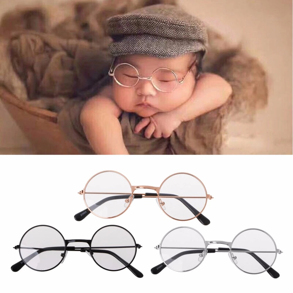 Newborn Baby Photo Shoot Accessories Girl Boy Flat Glasses Photography Props Gentleman Studio Shoot Retro Style Eyewear [PHO]